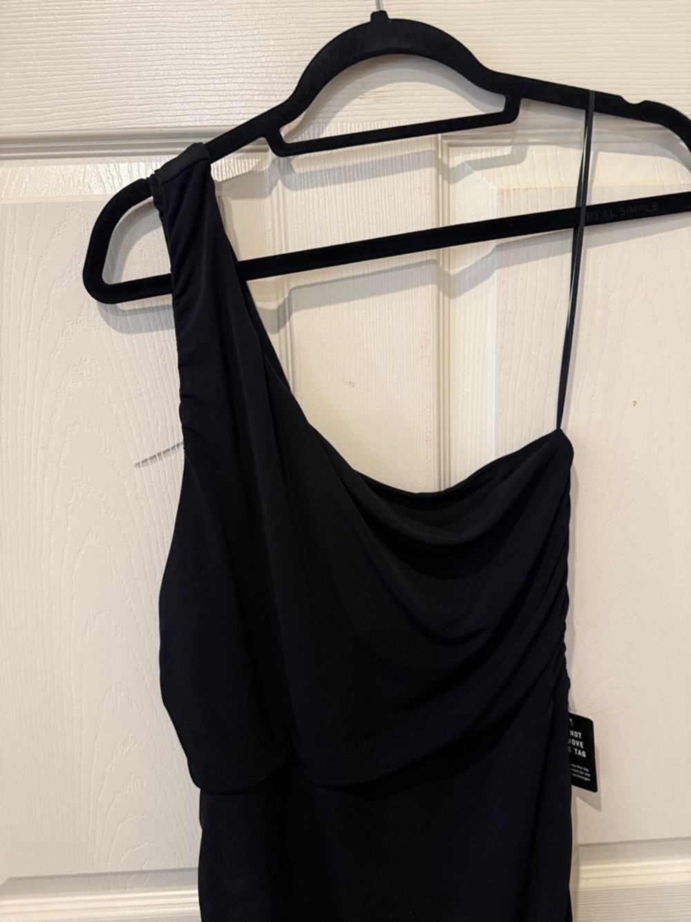 Express NWT black one shoulder ruched dress, large - Picture 3 of 8